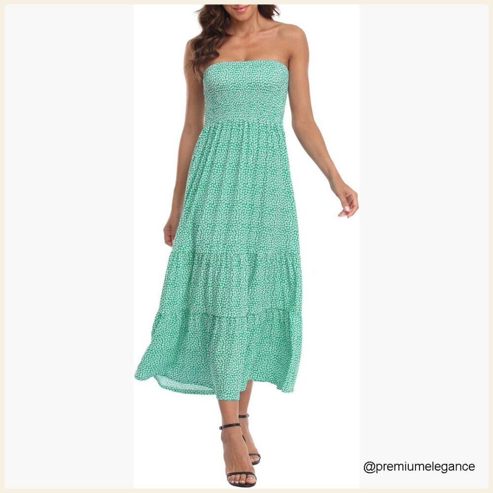 Strapless Maxi Dress Plus Size Tube Top Long Skirt Sundress Cover Up